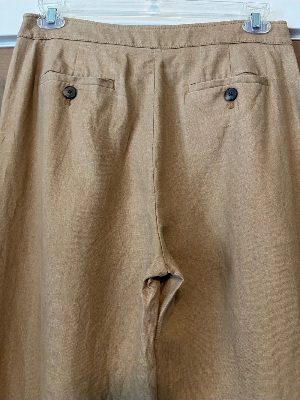 Banana Republic High Rise Linen Wide Leg Pleated Trouser Pants Womens 10L Tan